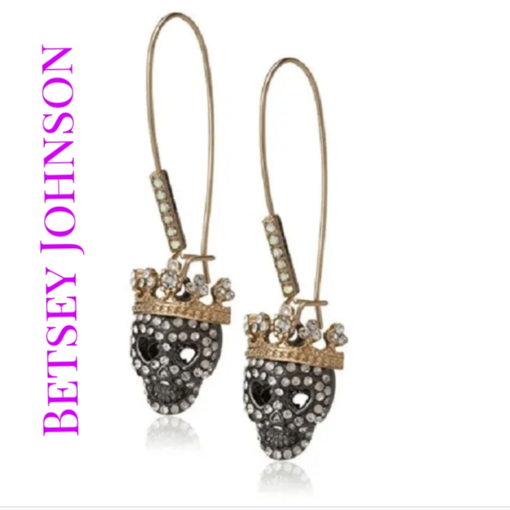 Betsey Johnson Gold and Silver Skull Earrings